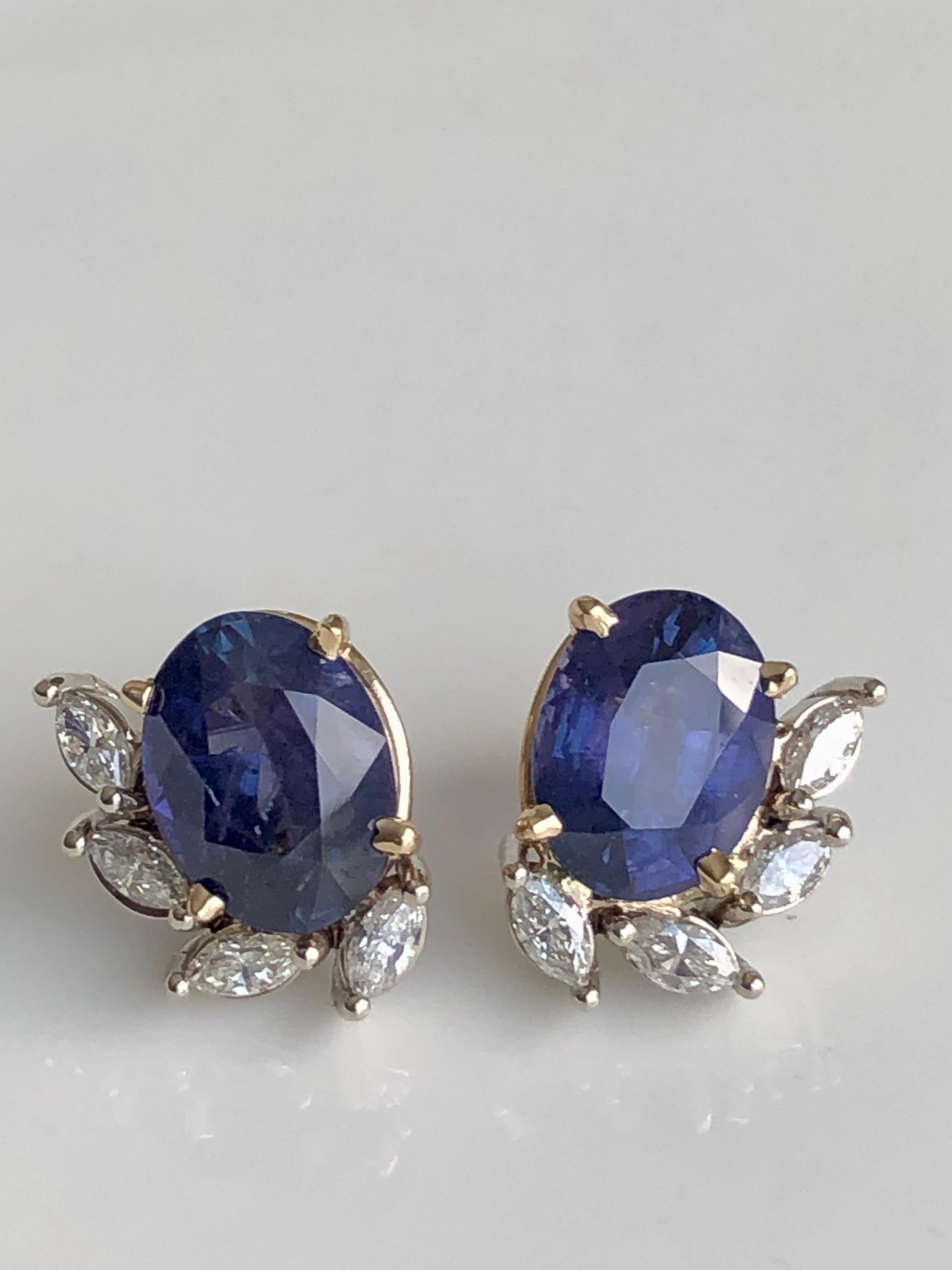 11.69 Carat No Heat Color Change Blue to Rich Violet Sapphire Diamond Earrings For Sale 2