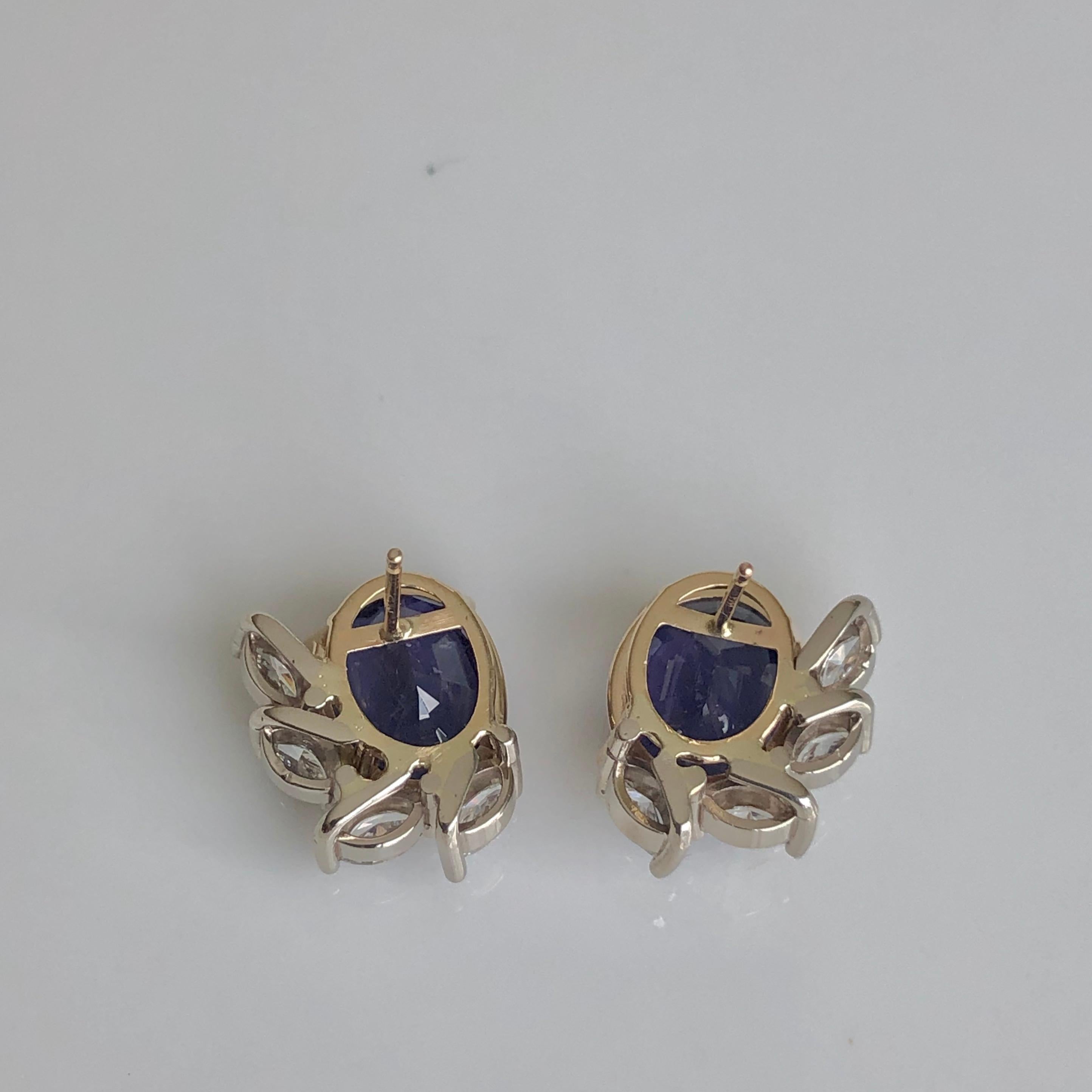 11.69 Carat No Heat Color Change Blue to Rich Violet Sapphire Diamond Earrings For Sale 5