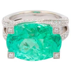 11.69 Carat Schullin Neon Blue-Green Paraiba Tourmaline Cocktail Ring