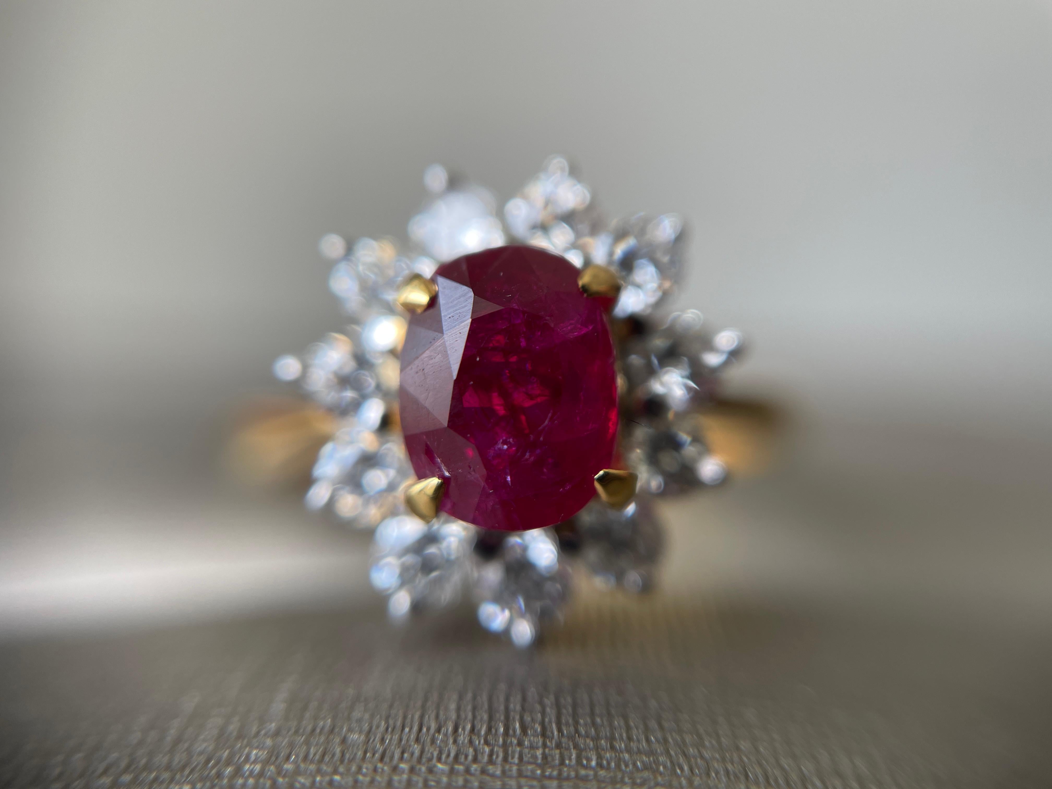 Anillo de oro amarillo de 18 quilates con rubí sin calentar de Birmania de 1,16 quilates en venta 8