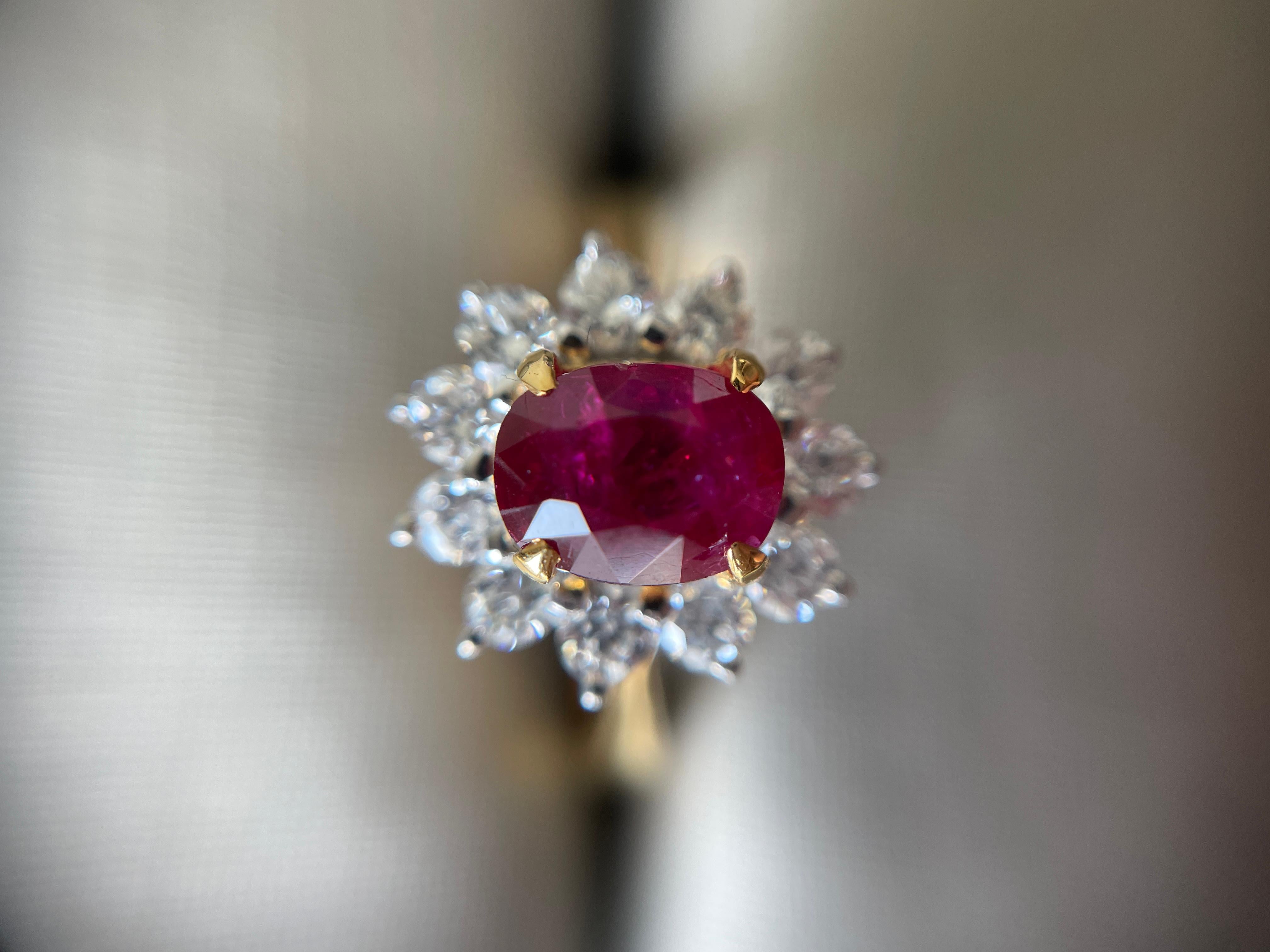Anillo de oro amarillo de 18 quilates con rubí sin calentar de Birmania de 1,16 quilates en venta 9