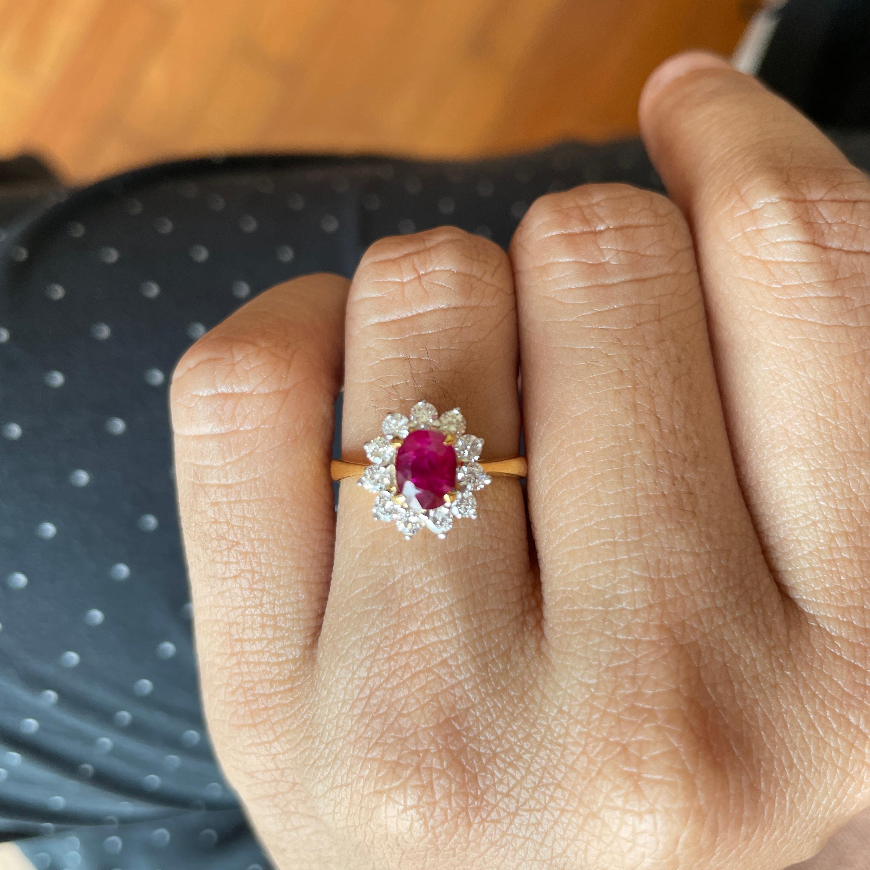 Anillo de oro amarillo de 18 quilates con rubí sin calentar de Birmania de 1,16 quilates en venta 3