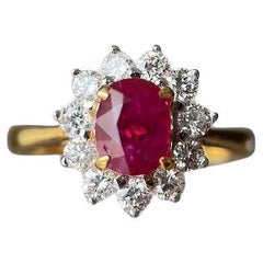 1.16Ct Burma Unheated Ruby Ring in 18K Yellow Gold