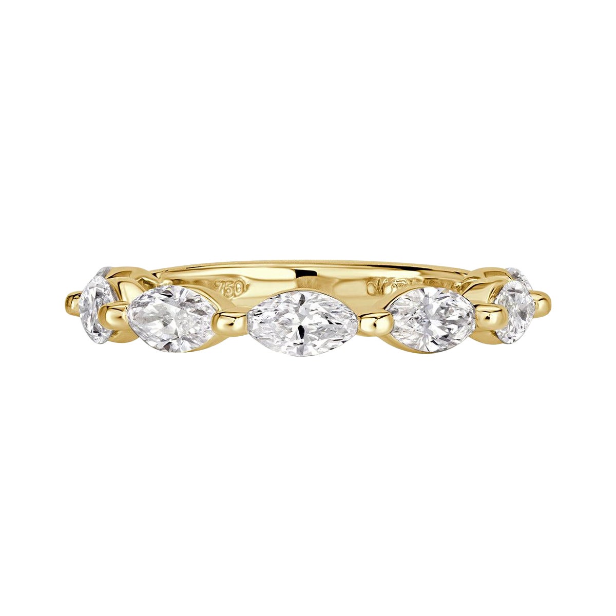 1.16ct Marquise Cut Diamond Band in 18k Yellow Gold For Sale