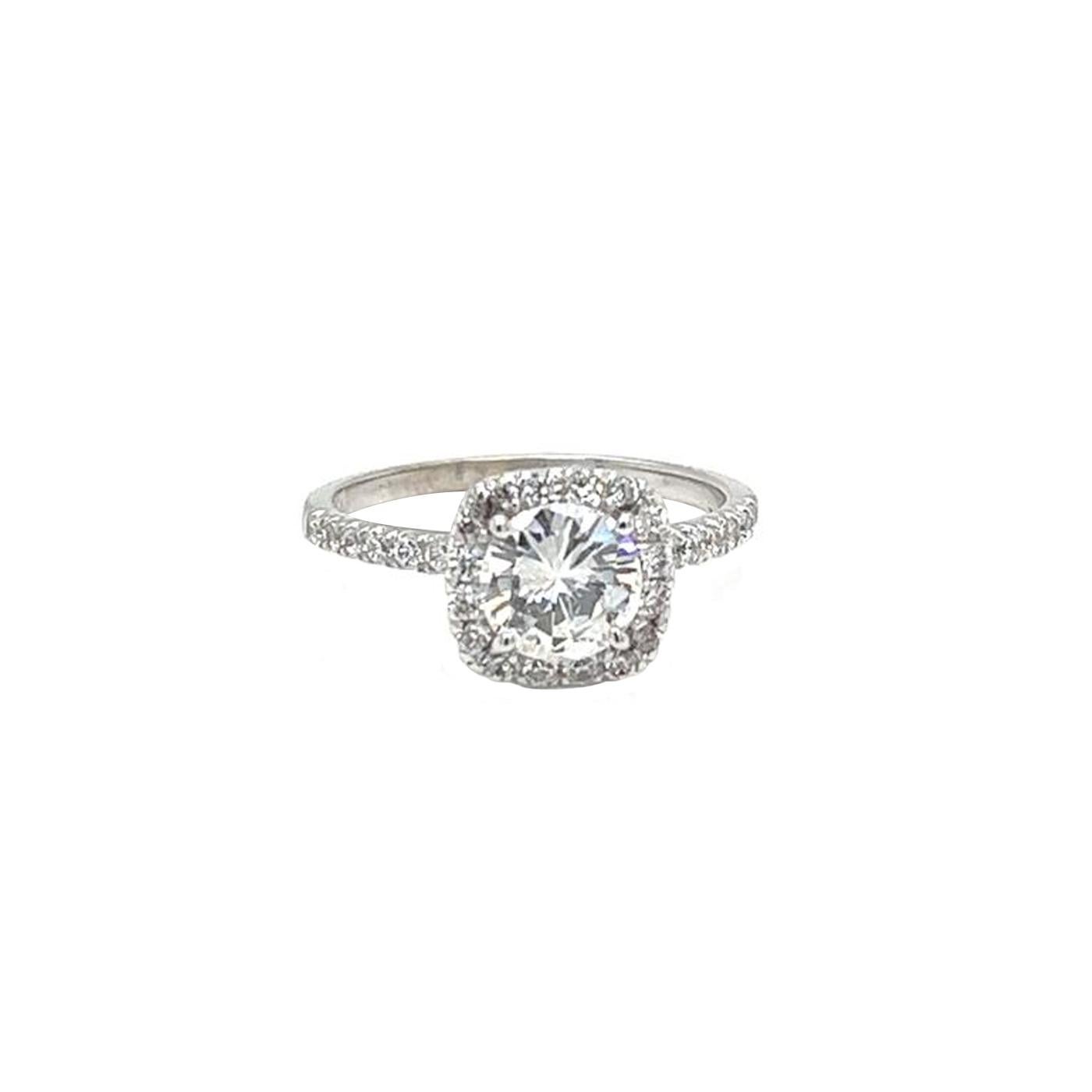 Round Cut 1.16ct Natural Round Diamond Ring With 0.45ct Pave Diamonds Color H Clarity VS2 For Sale