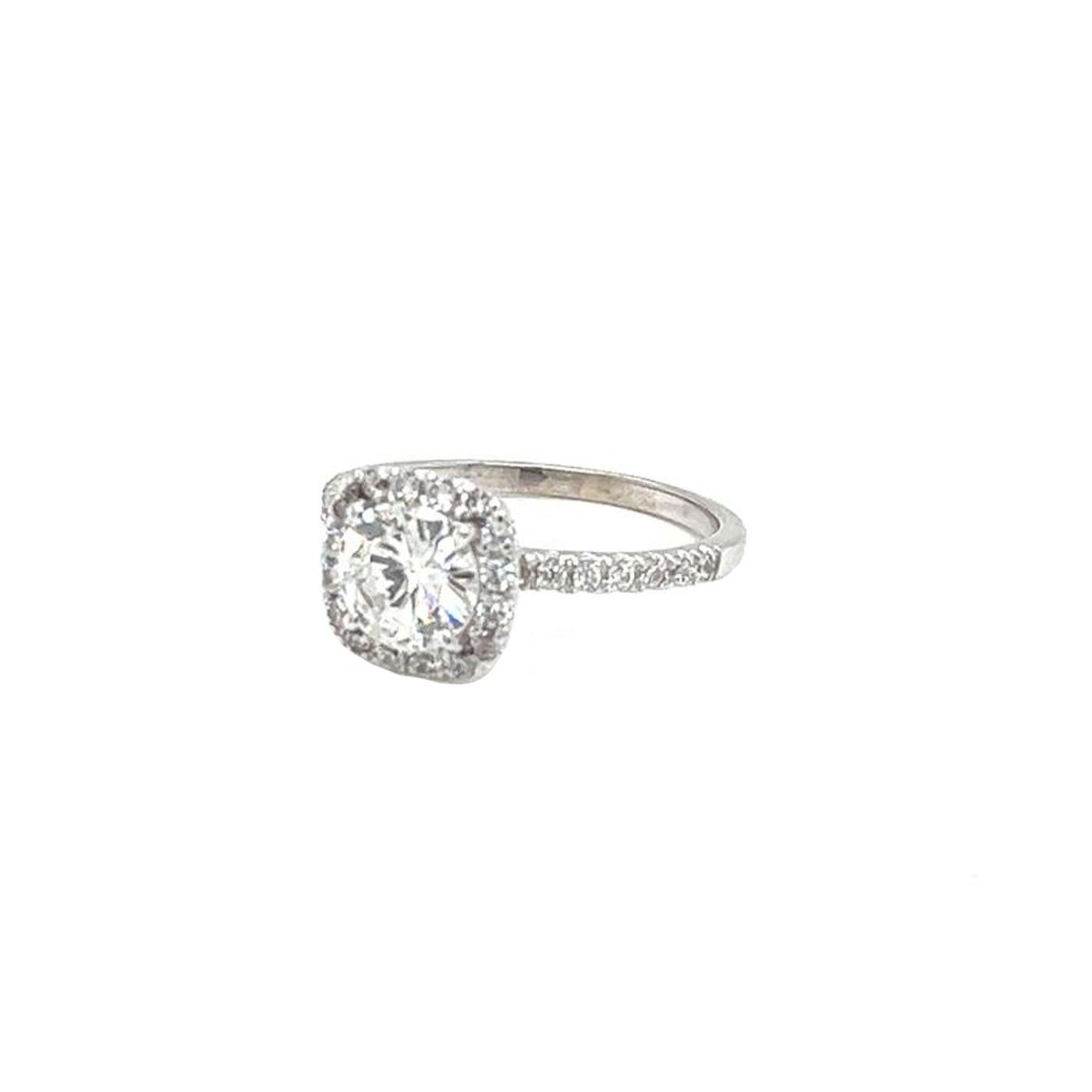 1.16ct Natural Round Diamond Ring With 0.45ct Pave Diamonds Color H Clarity VS2 For Sale 2