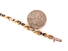 1.16 Carat Natural Sapphire Diamonds X Link Bracelet 14 Karat