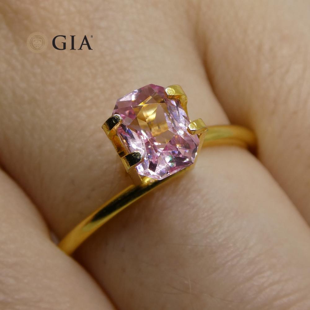 1.16ct Octagonal/Emerald Cut Pastel Pink Sapphire GIA Certified Madagascar Unhea For Sale 5