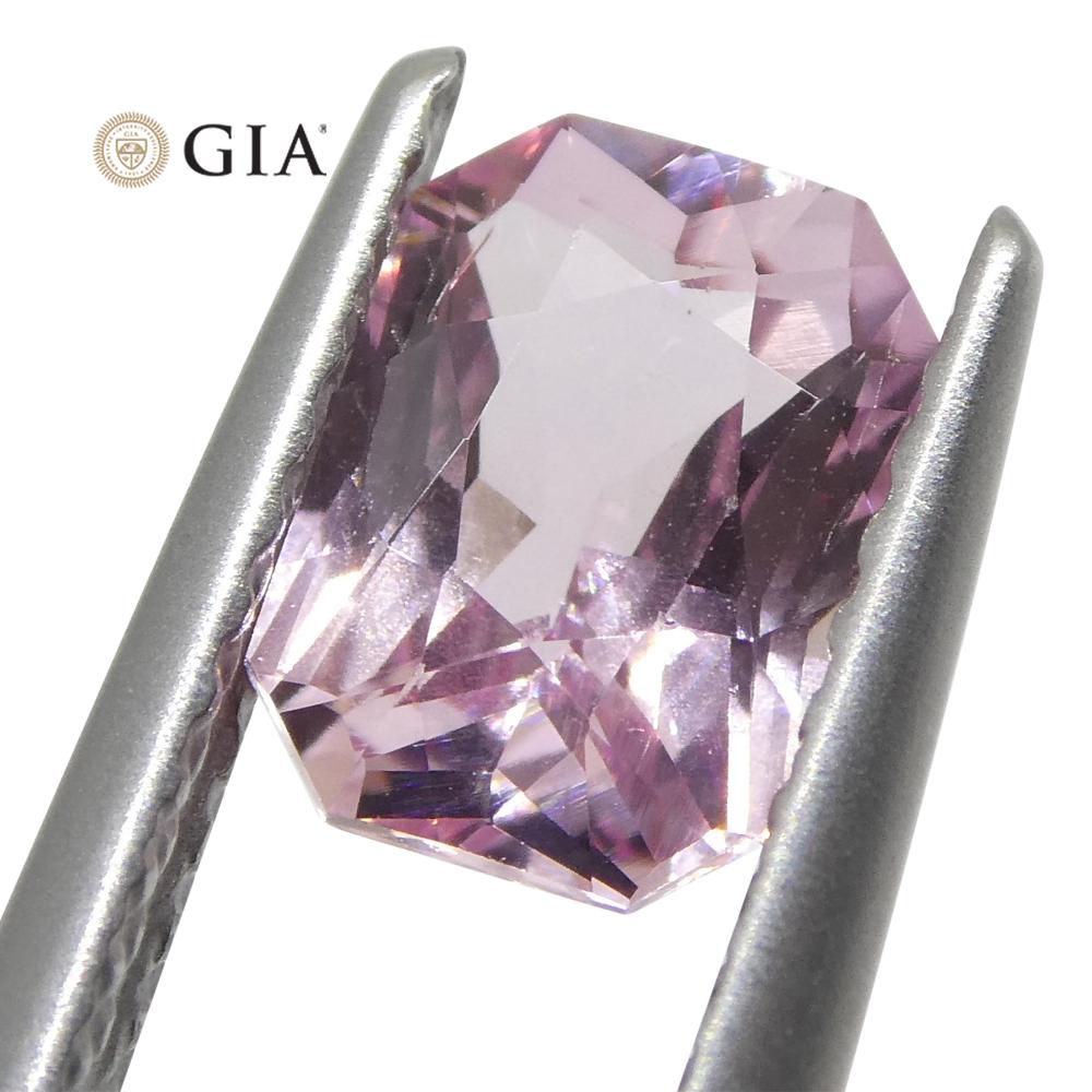 1.16ct Octagonal/Emerald Cut Pastel Pink Sapphire GIA Certified Madagascar Unhea For Sale 4