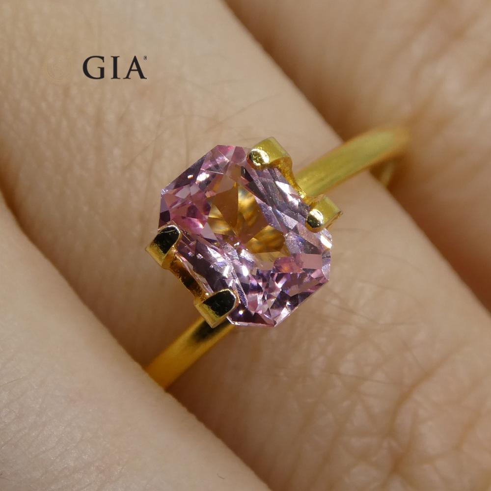 1.16ct Octagonal/Emerald Cut Pastel Pink Sapphire GIA Certified Madagascar Unhea For Sale 6