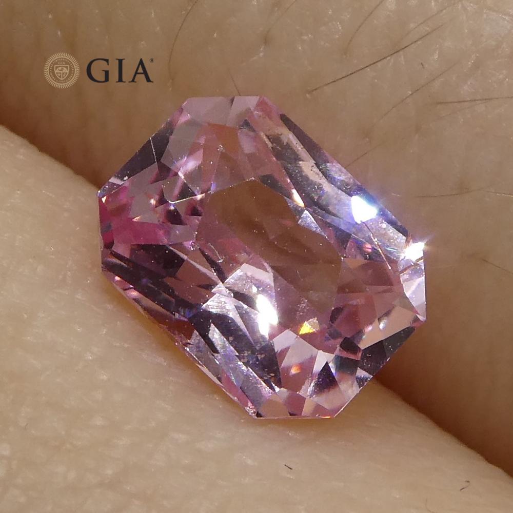 1.16ct Octagonal/Emerald Cut Pastel Pink Sapphire GIA Certified Madagascar Unhea For Sale 8