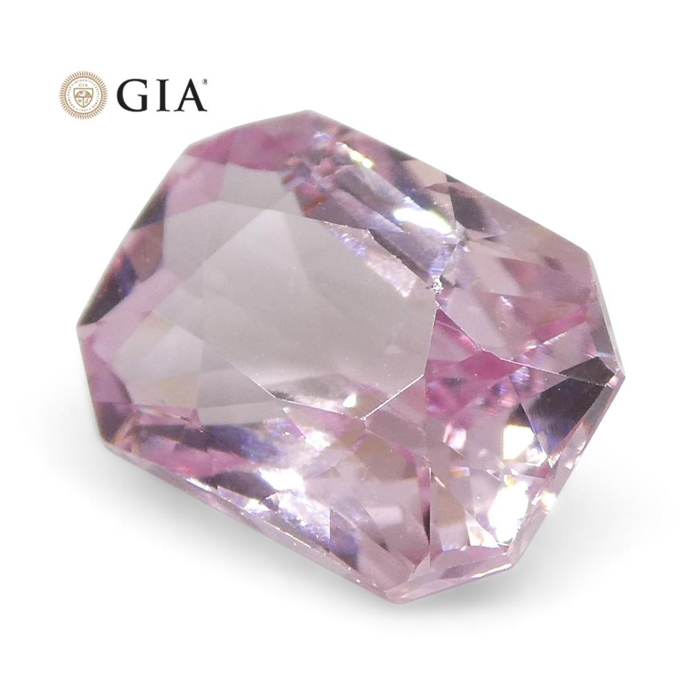 1.16ct Octagonal/Emerald Cut Pastel Pink Sapphire GIA Certified Madagascar Unhea For Sale 11