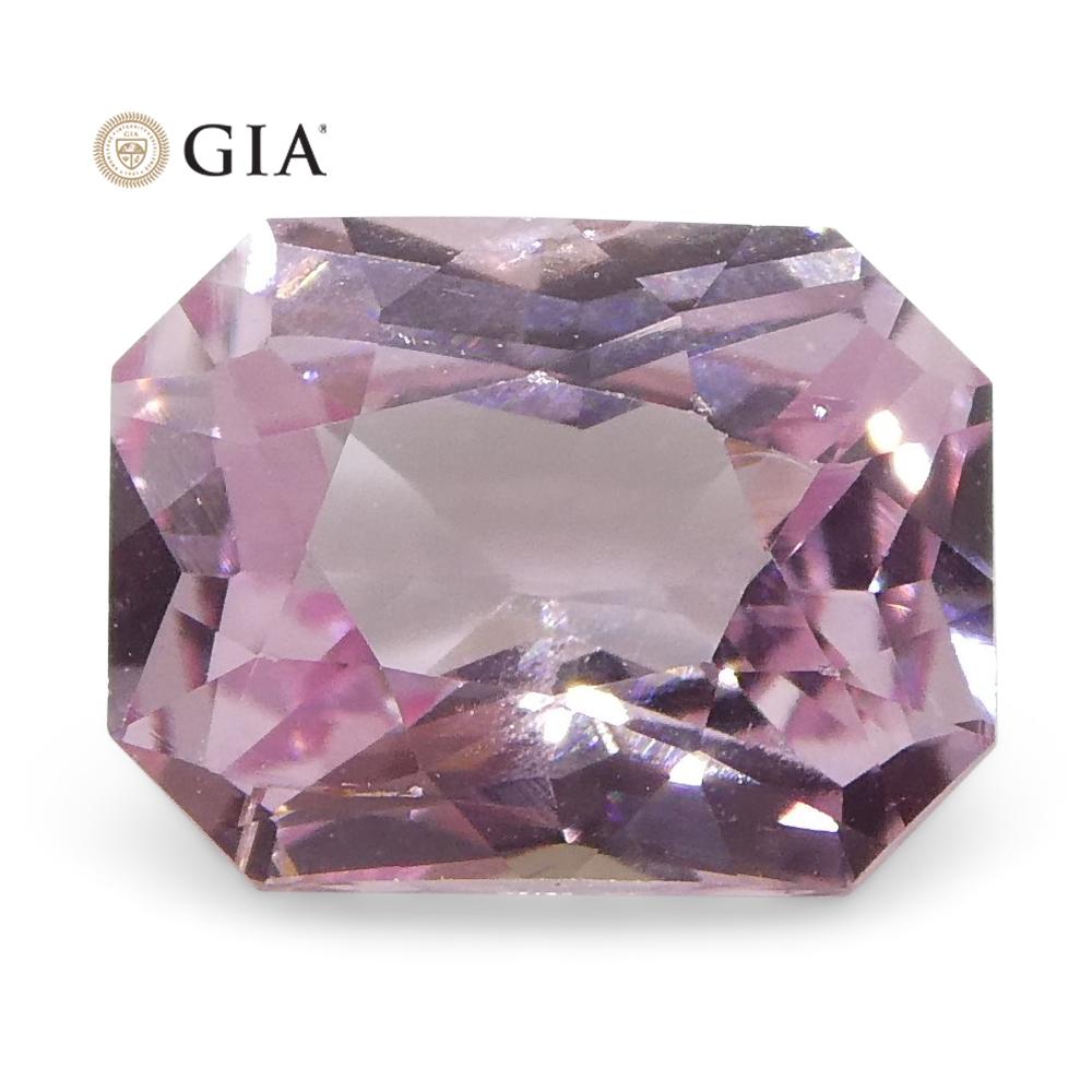 1.16ct Octagonal/Emerald Cut Pastel Pink Sapphire GIA Certified Madagascar Unhea For Sale 12