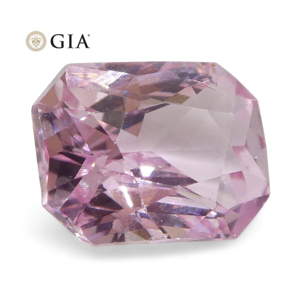 Women's or Men's 1.16ct Octagonal/Emerald Cut Pastel Pink Sapphire GIA Certified Madagascar Unhea For Sale