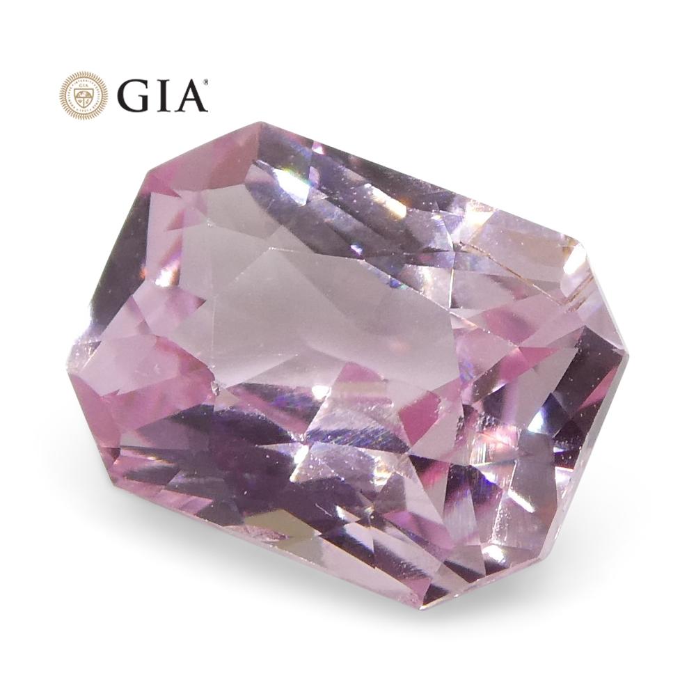 1.16ct Octagonal/Emerald Cut Pastel Pink Sapphire GIA Certified Madagascar Unhea For Sale 1