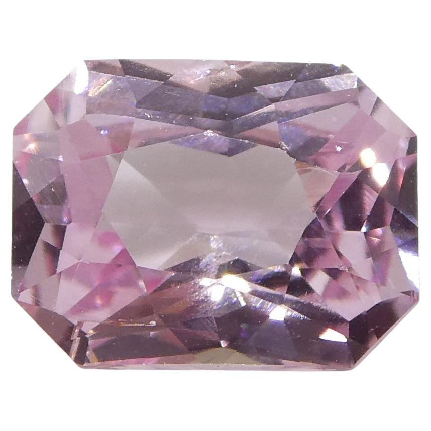 1.16ct Octagonal/Emerald Cut Pastel Pink Sapphire GIA Certified Madagascar Unhea For Sale