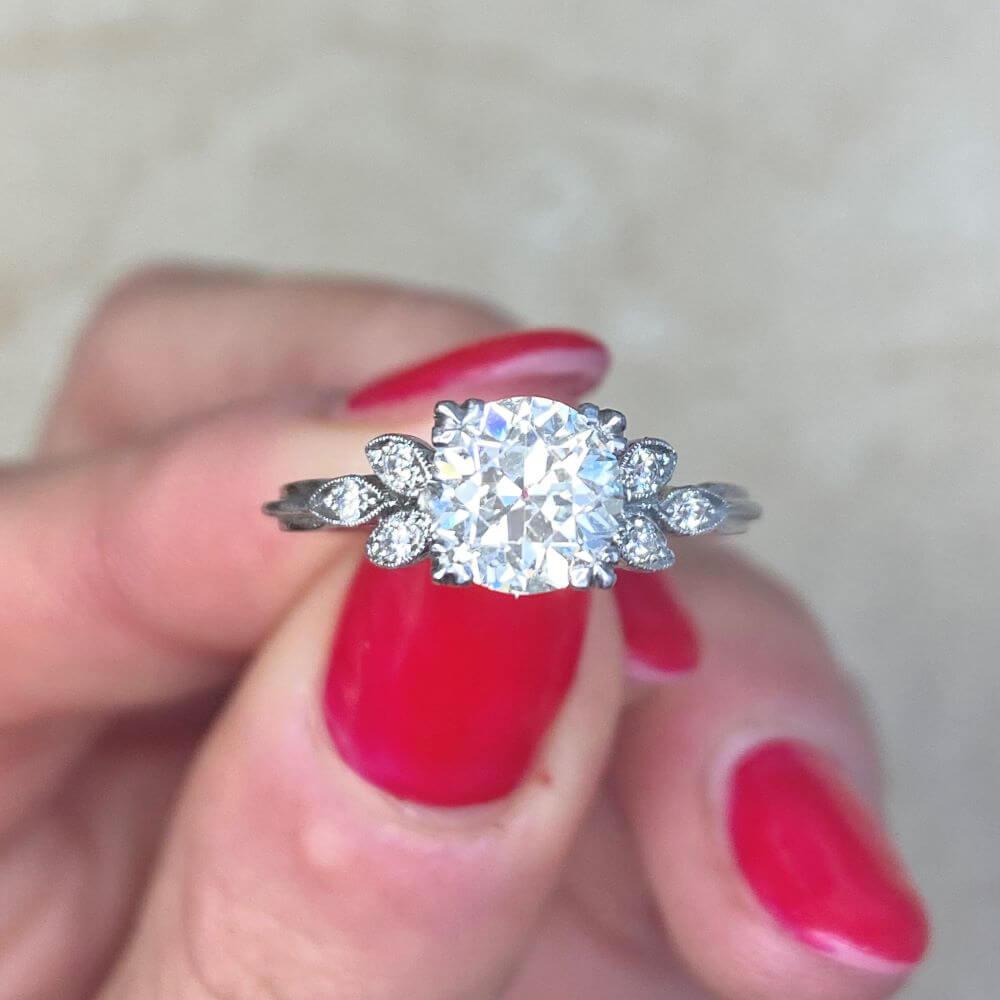 Bague de fiançailles en platine avec un diamant de taille européenne de 1.16ct en vente 6
