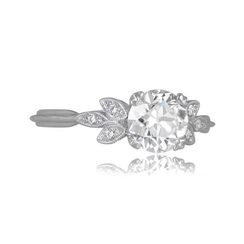 Art Deco 1.16ct Old European Cut Diamond Engagement Ring, Platinum For Sale