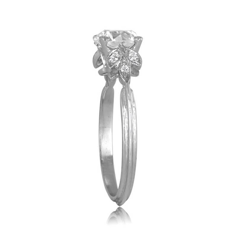 Bague de fiançailles en platine avec un diamant de taille européenne de 1.16ct Excellent état - En vente à New York, NY