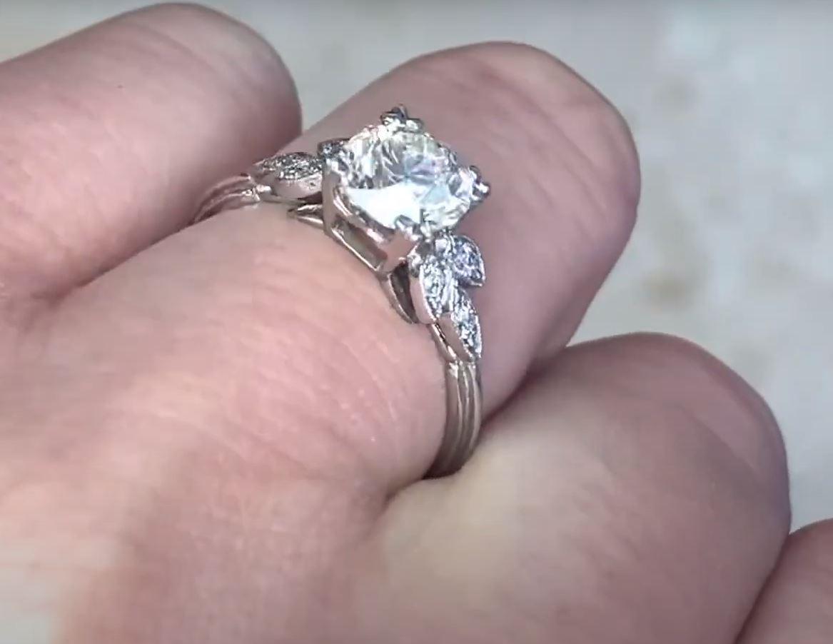 1.16ct Old European Cut Diamond Engagement Ring, Platinum For Sale 4