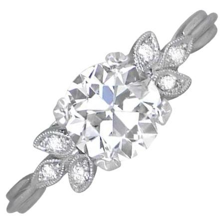Bague de fiançailles en platine avec un diamant de taille européenne de 1.16ct