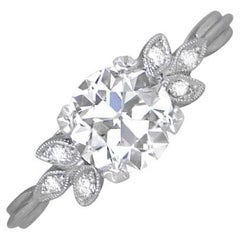 Bague de fiançailles en platine avec un diamant de taille européenne de 1.16ct