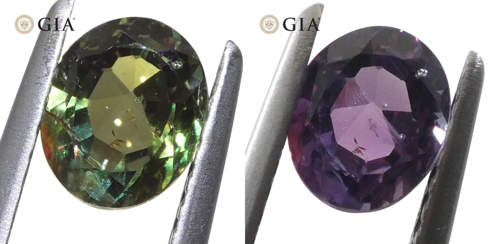 1.16ct Oval Bluish Green to Purple Alexandrite GIA Certified Madagascar Unheated en vente 10