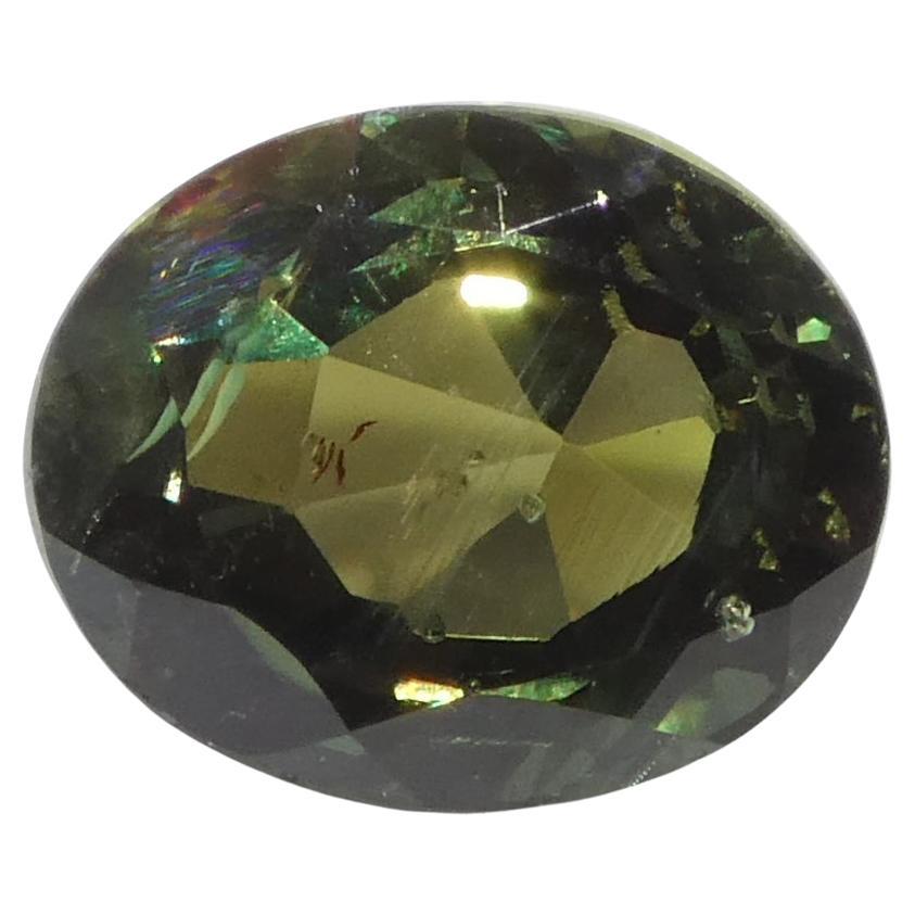 Alejandrita ovalada de color verde azulado a púrpura de 1,16 ct certificada por la GIA de Madagascar sin calentar