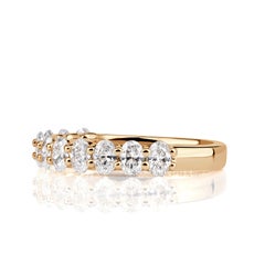1.16ct Oval Cut Diamond Wedding Band in 18K Champagne Yellow Gold