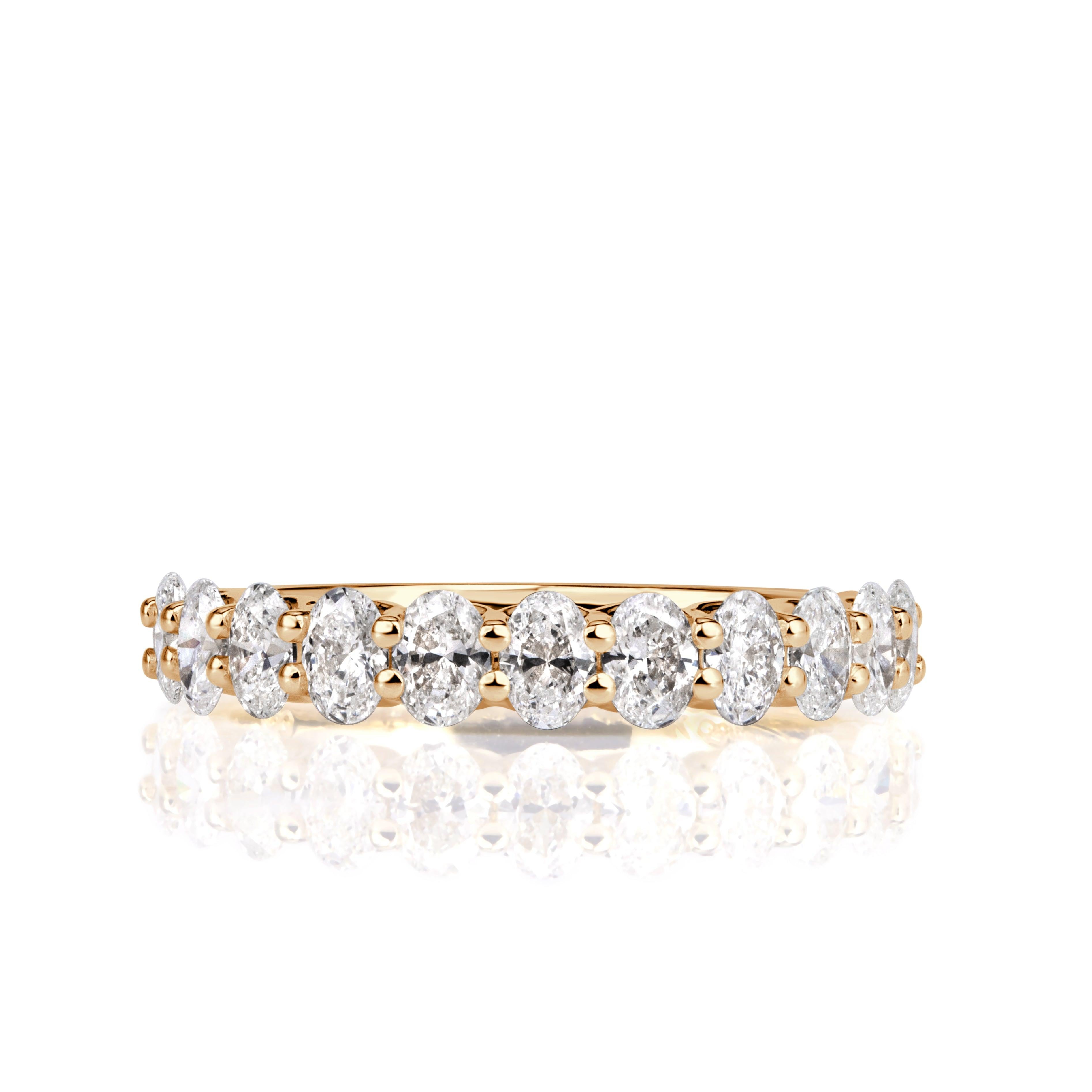 1.16ct Oval Cut Diamond Wedding Band in 18K Champagne Yellow Gold