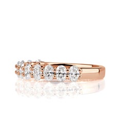 1.16ct Oval Cut Diamond Wedding Band in 18K Rose Gold