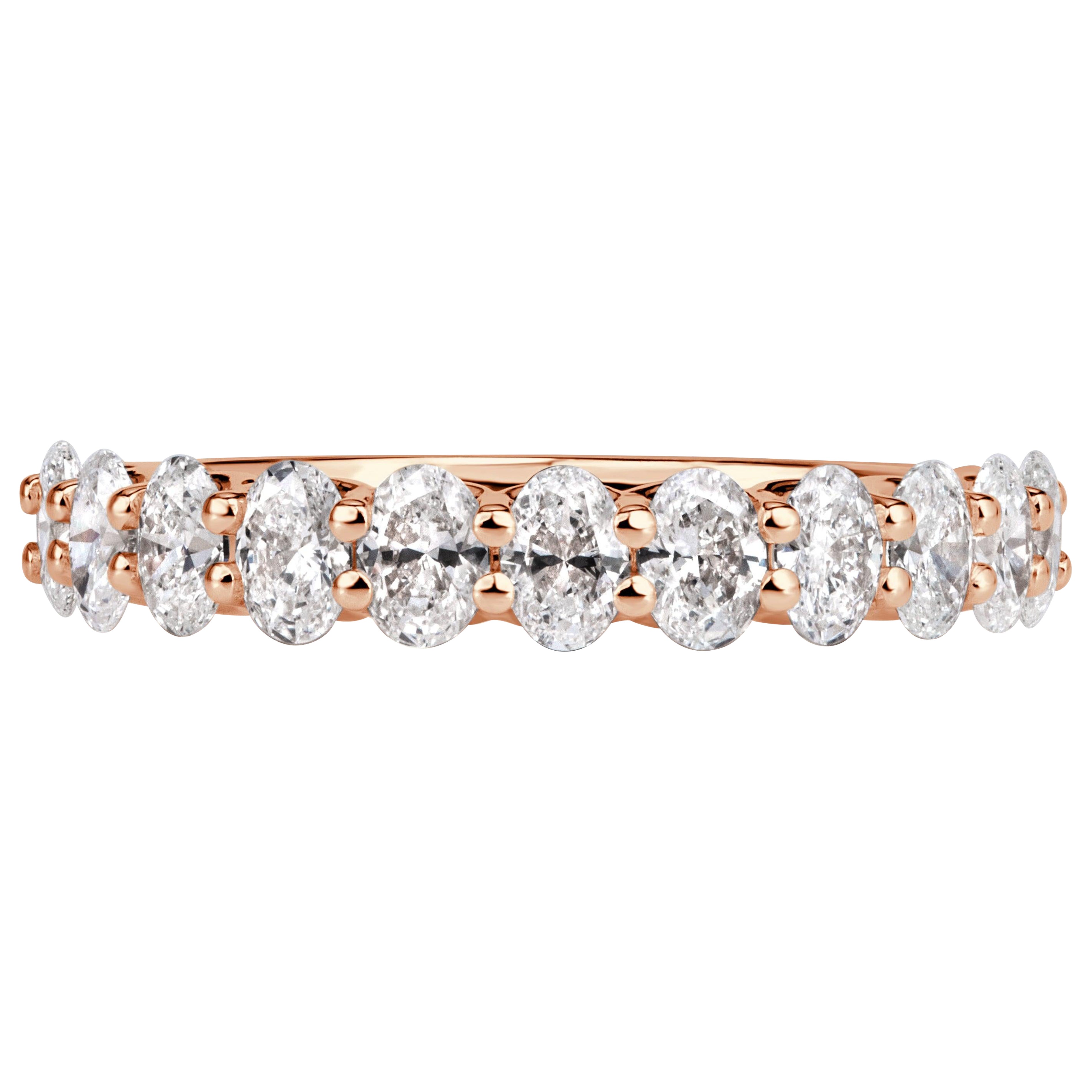 1.16ct Oval Cut Diamond Wedding Band in 18K Rose Gold