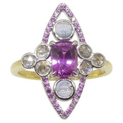 Cocktail- oder Verlobungsring mit 1,16 Karat rosa Saphir, blauem Saphir und Diamant