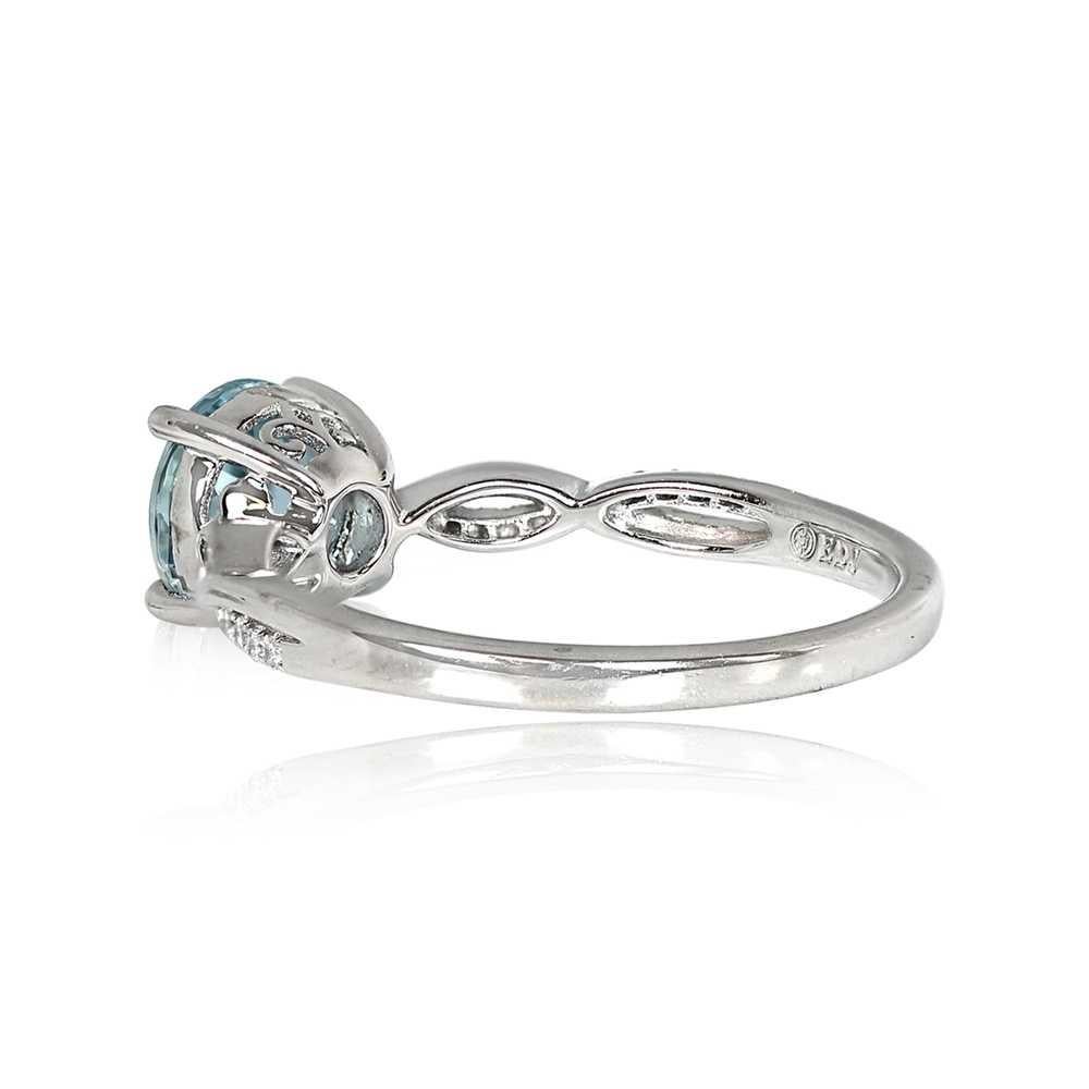 Women's 1.16ct Round Cut Natural 8Aquamarine Engagement Ring, Platinum  For Sale