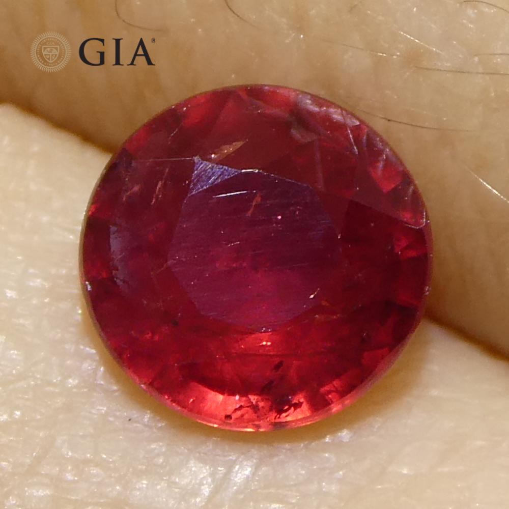 1.16ct Round Red Ruby GIA Certified Madagascar en venta 8