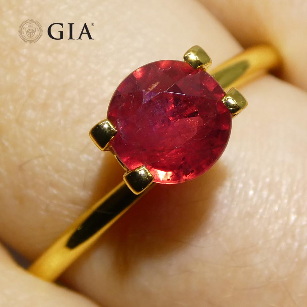 1.16ct Round Red Ruby GIA Certified Madagascar en venta 9