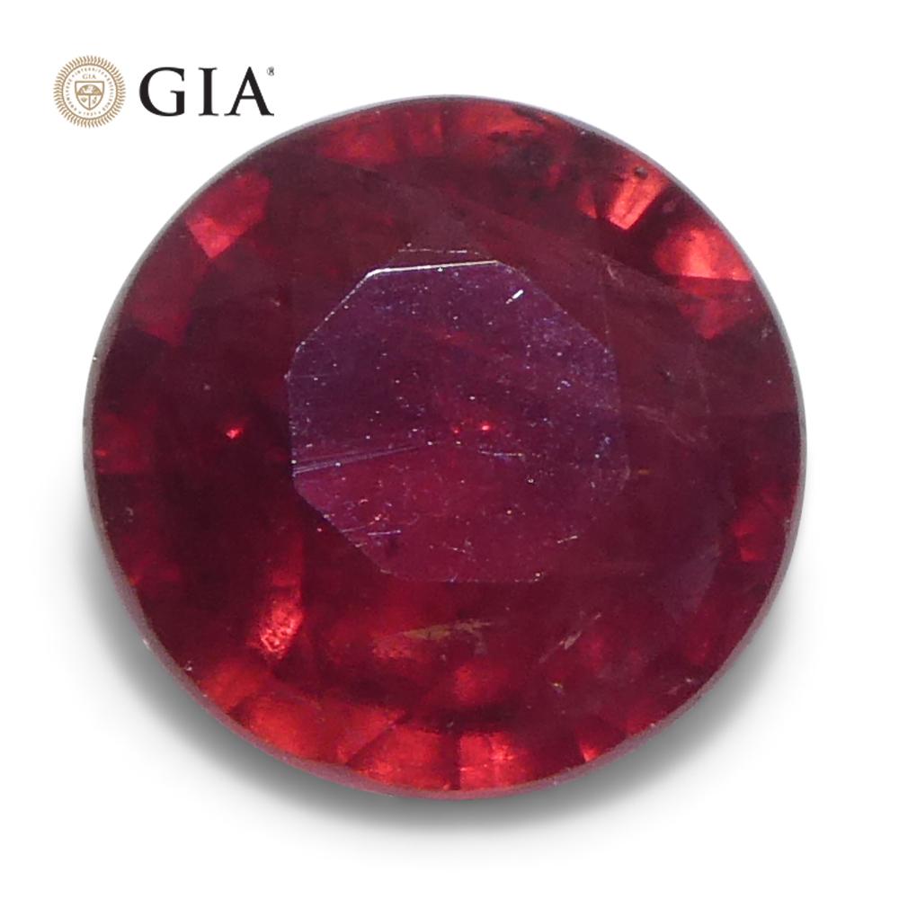 1.16ct Round Red Ruby GIA Certified Madagascar en venta 1