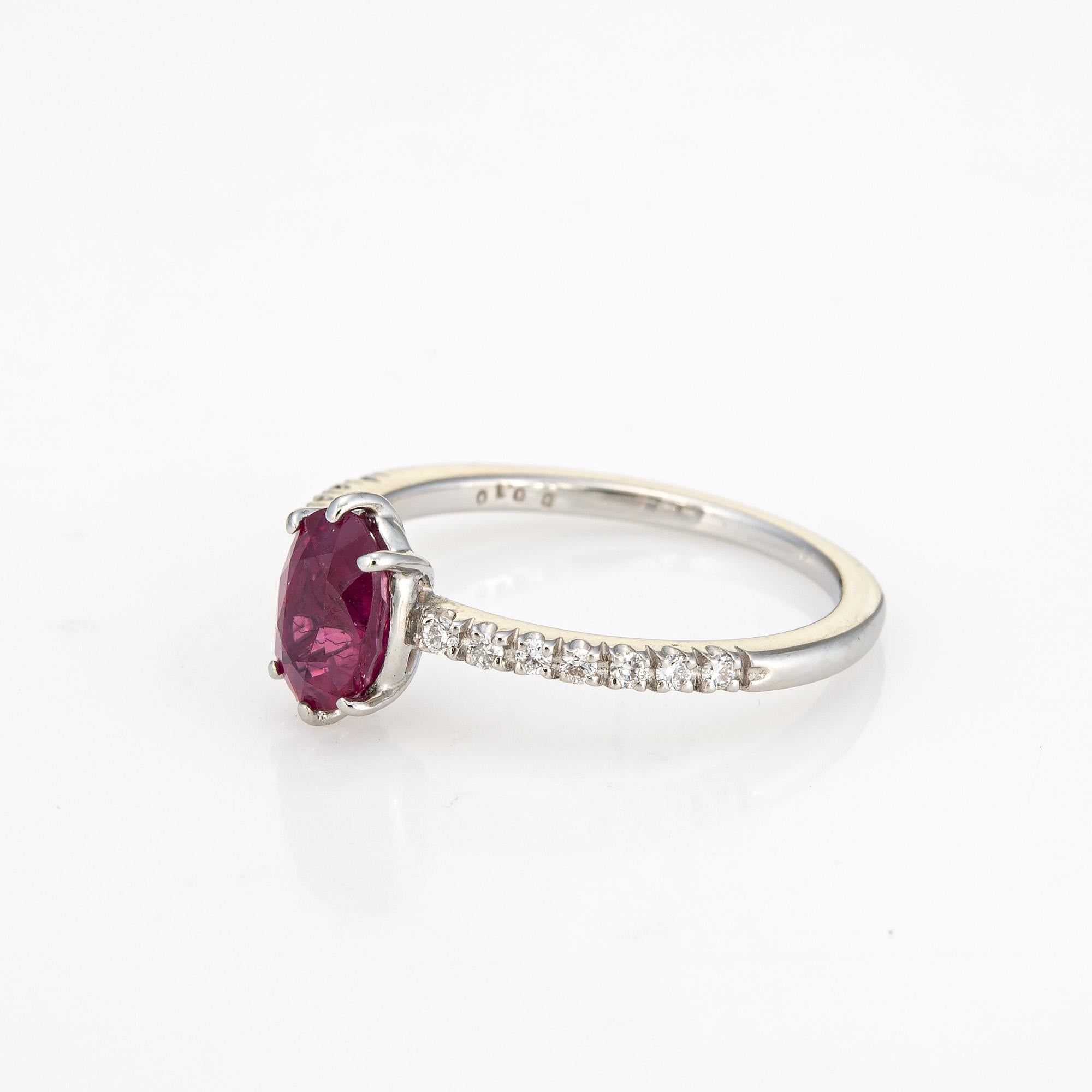 Taille ovale 1.16ct Ruby Diamond Ring Platinum 6 Estate Jewelry Gemstone Engagement en vente