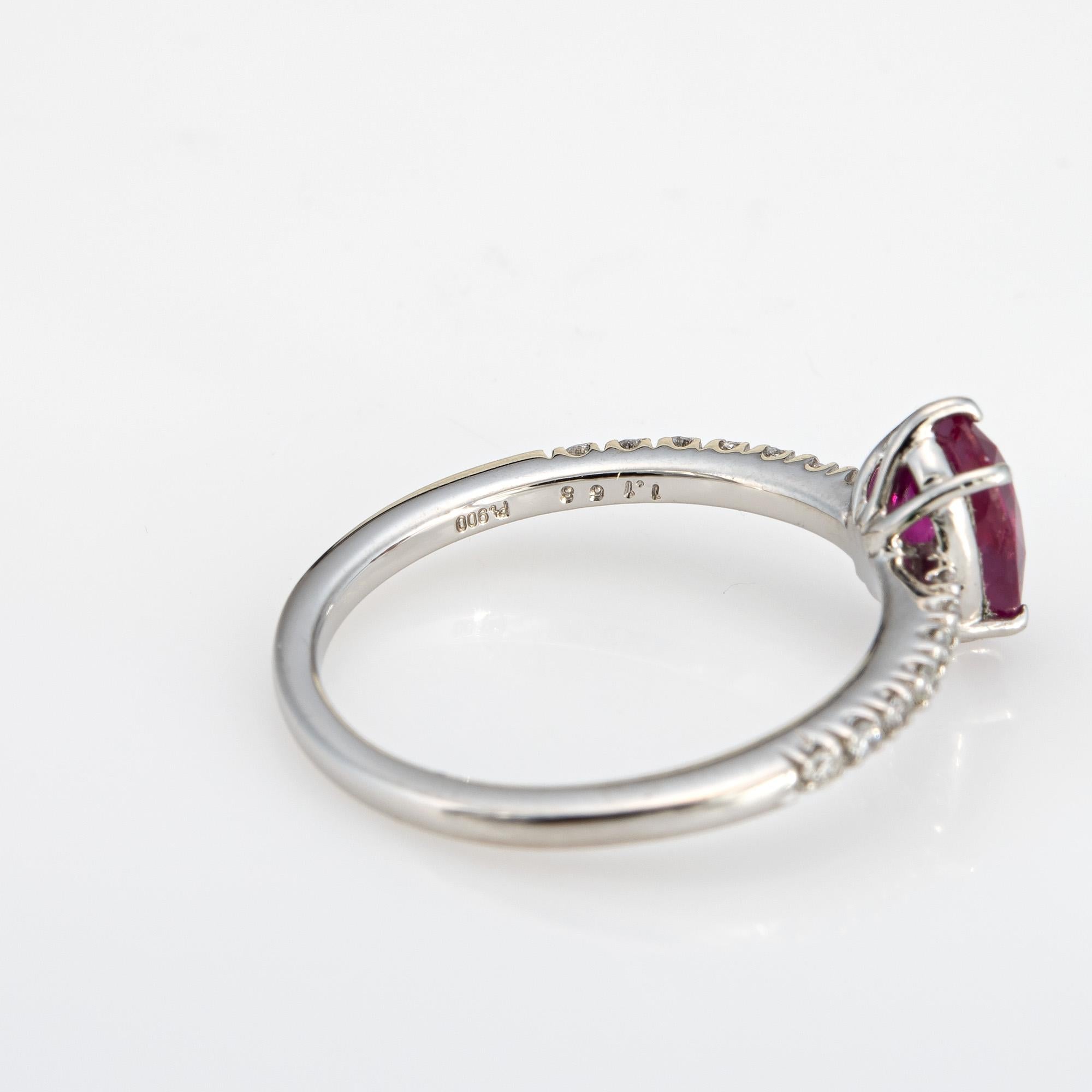 1.16ct Ruby Diamond Ring Platinum 6 Estate Fine Jewelry Gemstone Engagement For Sale 1