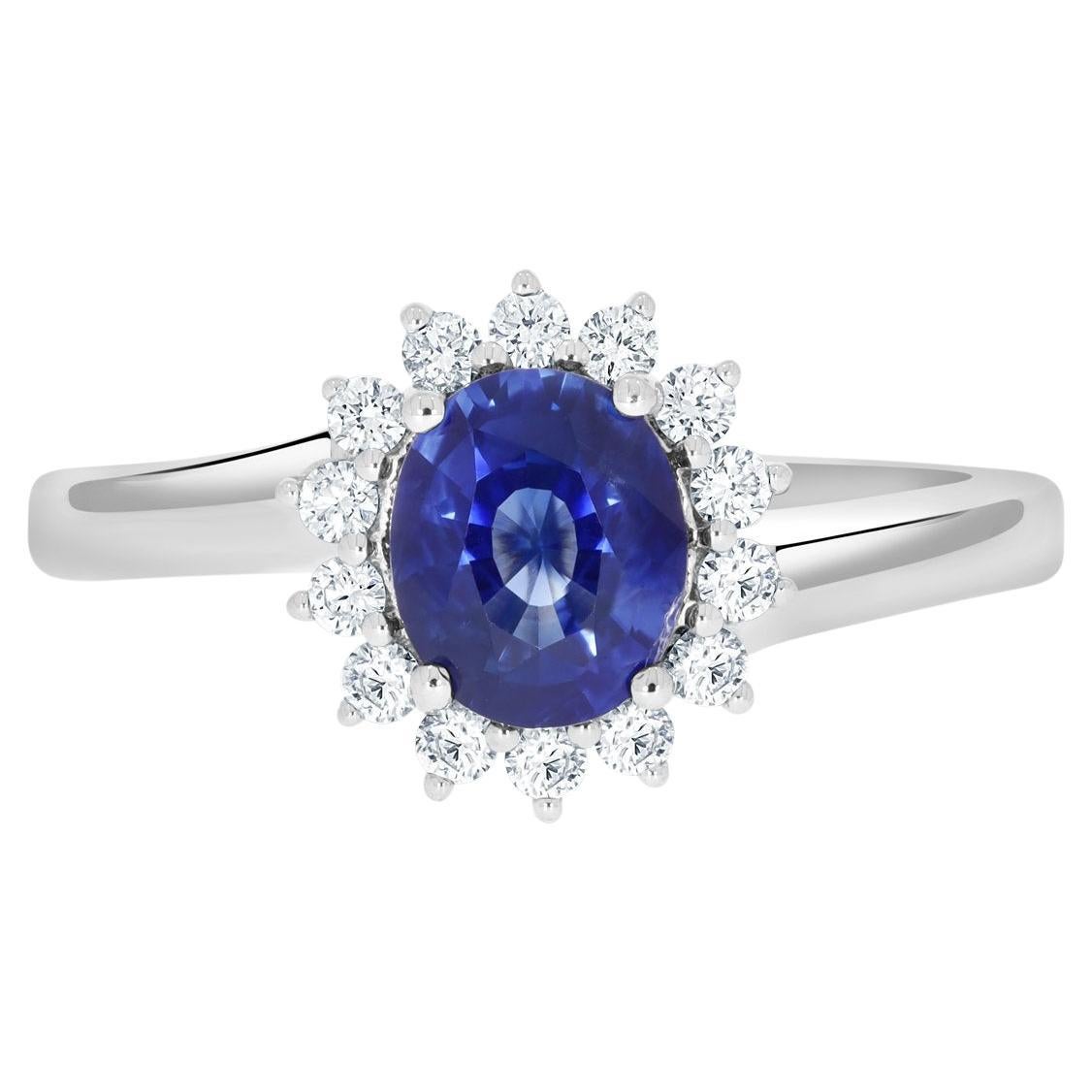 1.16ct Sapphire Ring with 0.23Tct Diamonds Set in 14K White Gold For Sale