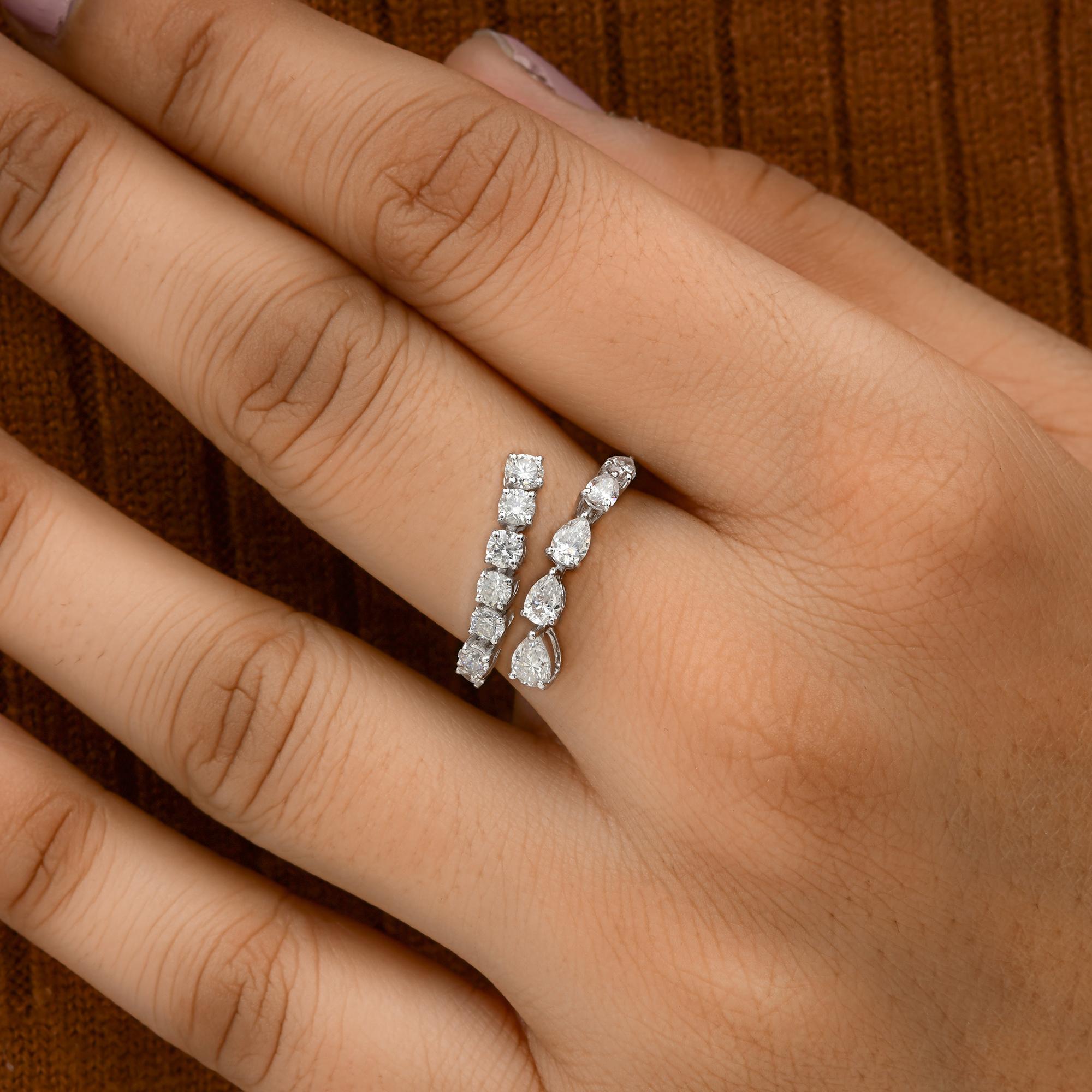 En venta: 1.16Ct SI/H Anillo de Boda Envolvente de Diamante Natural 14k Oro Blanco Todos los aranceles pagados  2