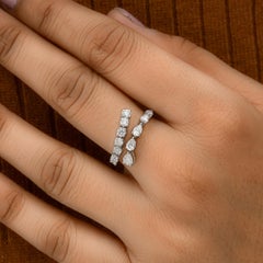 1.16Ct SI/H Natural Diamond Wrap Wedding Ring 14k White Gold All Tariffs Paid