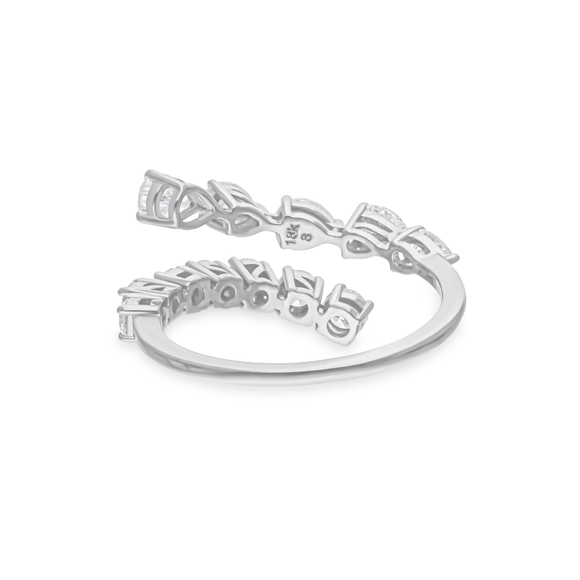 En venta: 1.16Ct SI/H Anillo de Boda Envolvente de Diamante Natural 14k Oro Blanco Todos los aranceles pagados  4