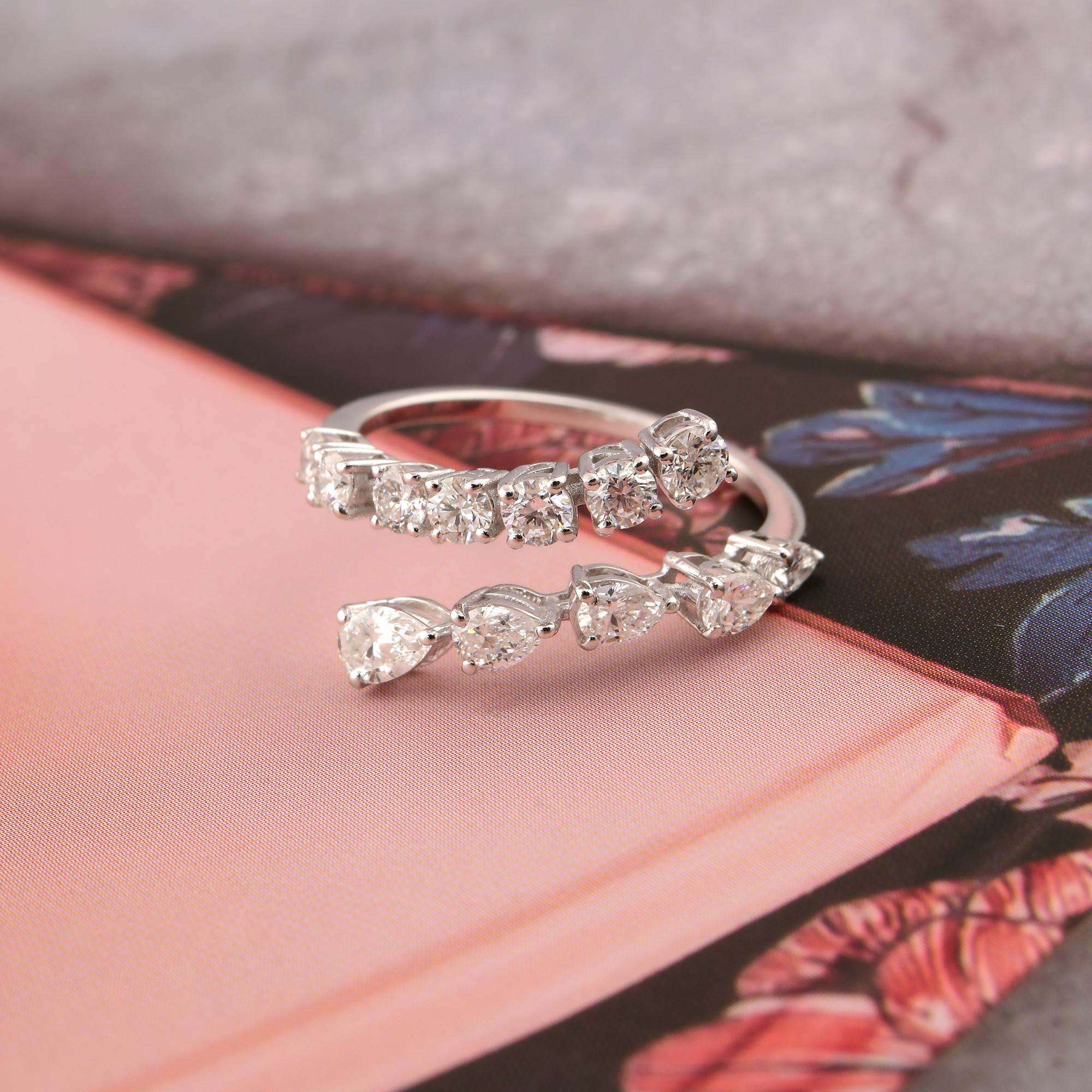 En venta: 1.16Ct SI/H Anillo de Boda Envolvente de Diamante Natural 14k Oro Blanco Todos los aranceles pagados  5