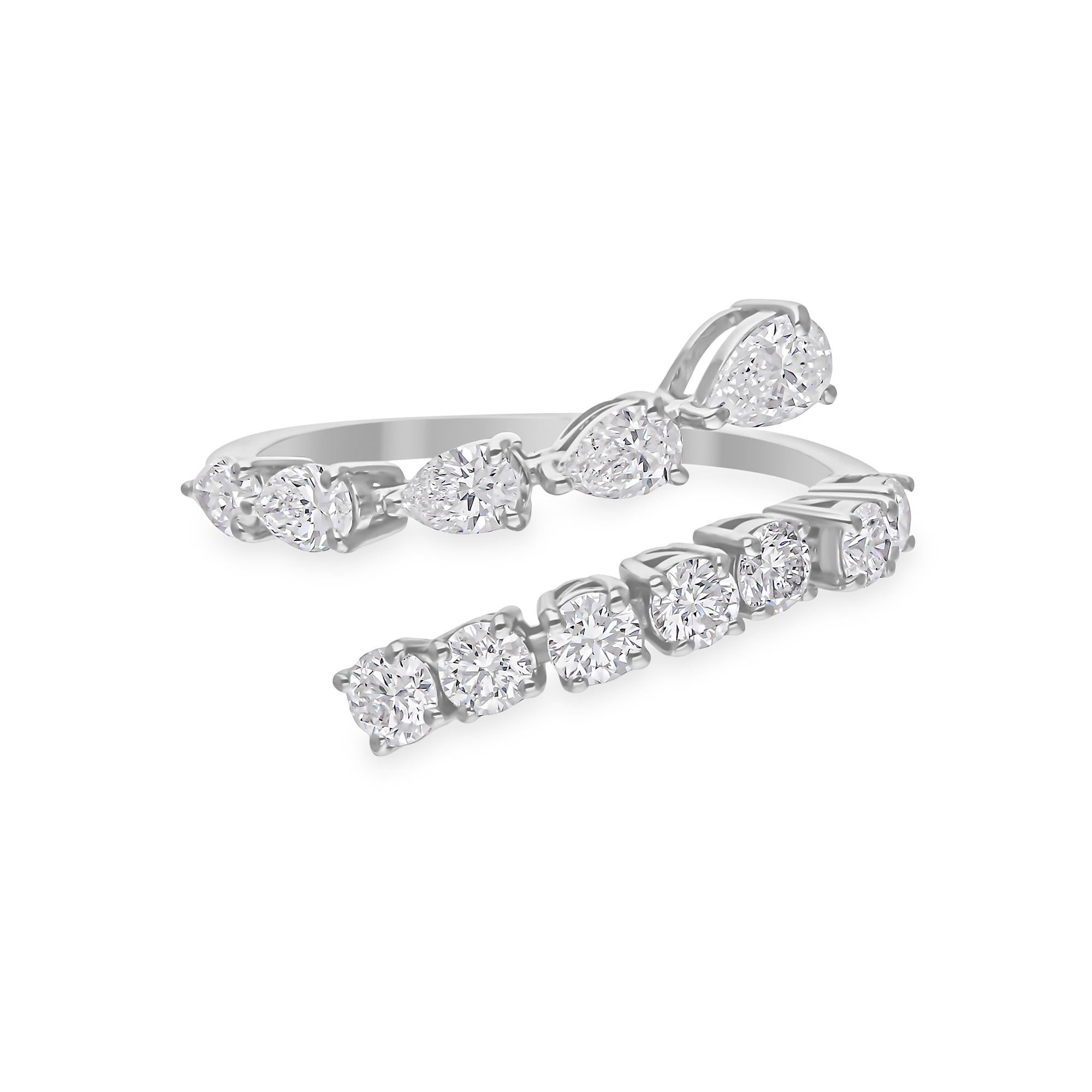 En venta: 1.16Ct SI/H Anillo de Boda Envolvente de Diamante Natural 14k Oro Blanco Todos los aranceles pagados  6