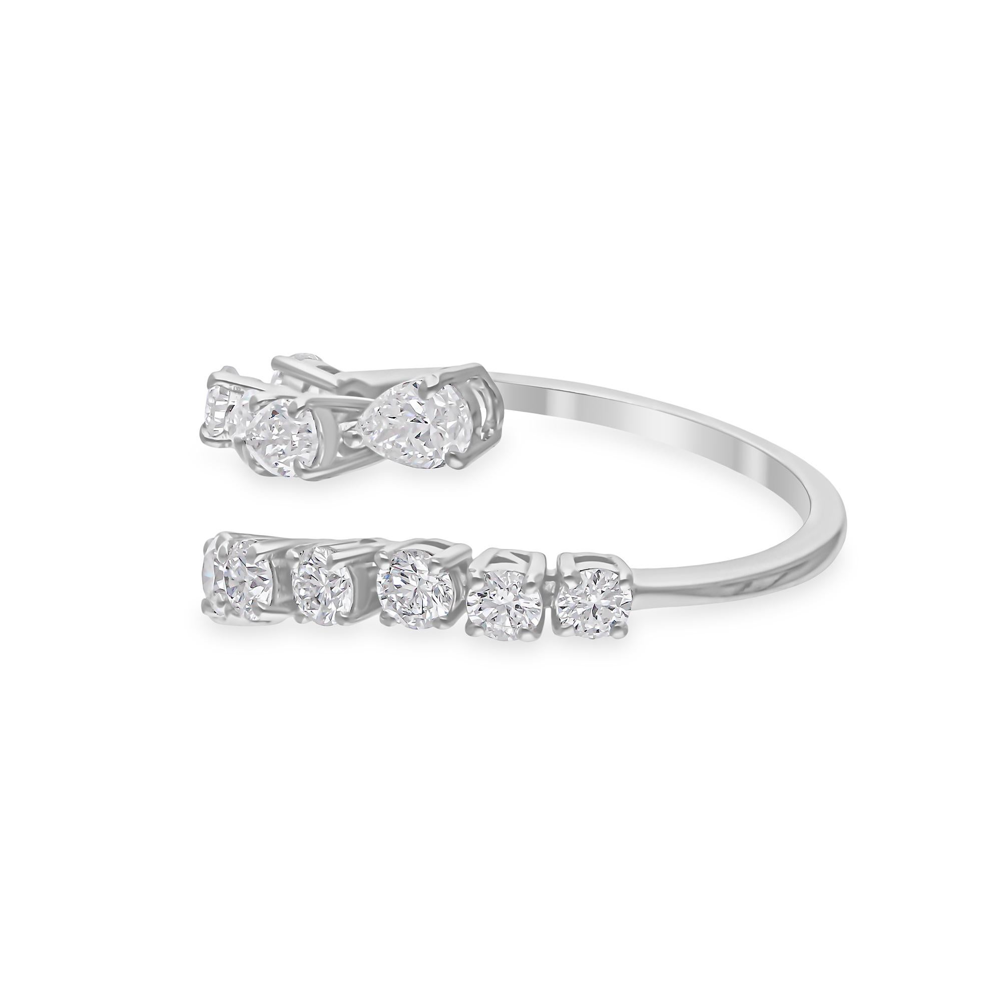 En venta: 1.16Ct SI/H Anillo de Boda Envolvente de Diamante Natural 14k Oro Blanco Todos los aranceles pagados  7