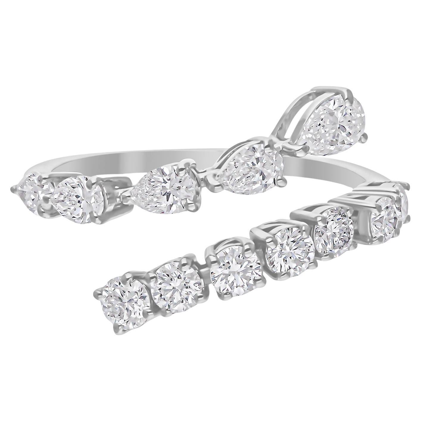 1.16Ct SI/H Anillo de Boda Envolvente de Diamante Natural 14k Oro Blanco Todos los aranceles pagados