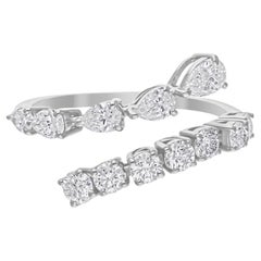 1.16Ct SI/H Anillo de Boda Envolvente de Diamante Natural 14k Oro Blanco Todos los aranceles pagados