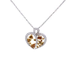 Collana con ciondolo a forma di cuore con diamante marrone giallastro da 1,16 carati 18k