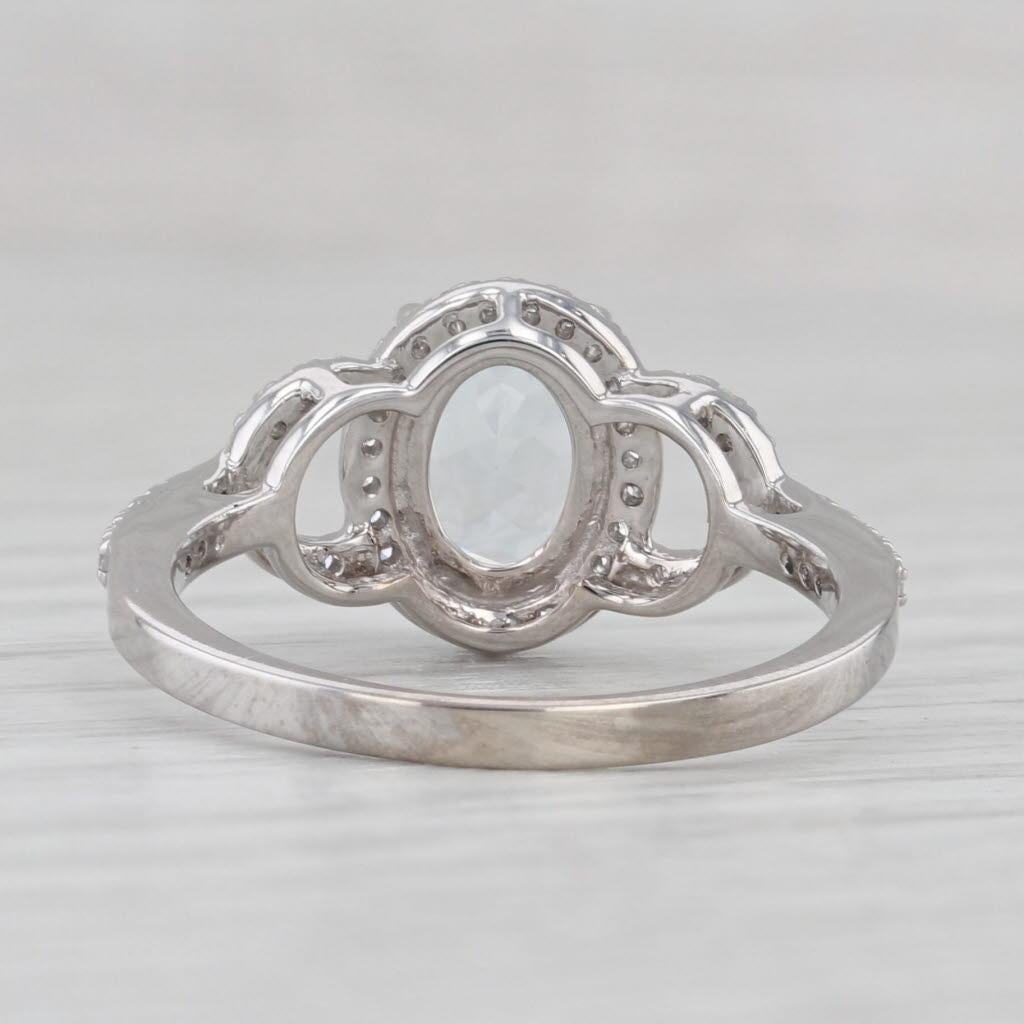 1,16ctw Aquamarin Diamant Halo Ring 14k Weißgold Größe 6,25 Engagement Stil (Ovalschliff) im Angebot
